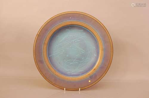 A large stoneware studio pottery charger by Sheila Dobson, 4...