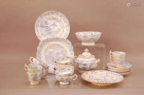 A part service of 19th century blue and white ceramics, most...