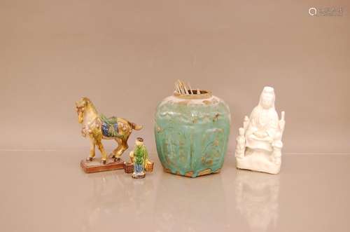 Four items of Chinese ceramics, AF, including a large ginger...