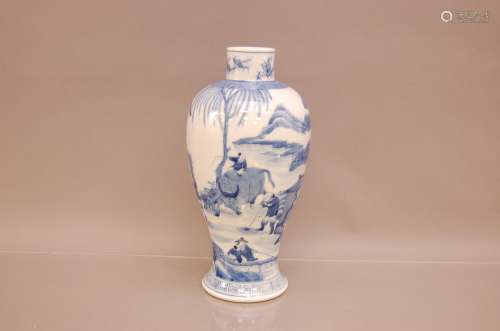 An early 20th Chinese century blue and white baluster vase, ...