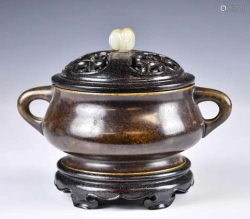 A Bronze Censer w/ Cover & Stand