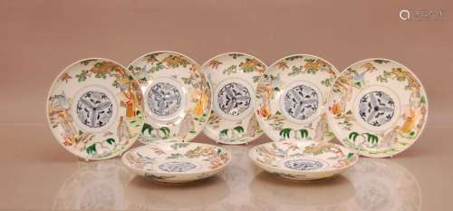A collection of seven Meiji period Japanese porcelain plates...