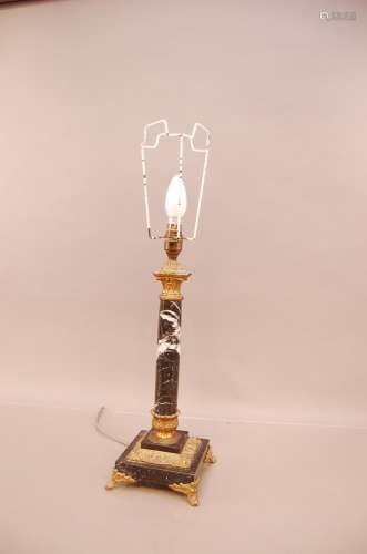 A 20th century brass and marble column lamp, 43.5cm high (ex...