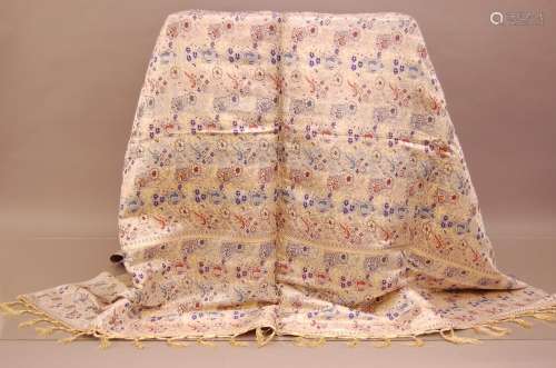 A collection of far eastern silks, including one with an ele...