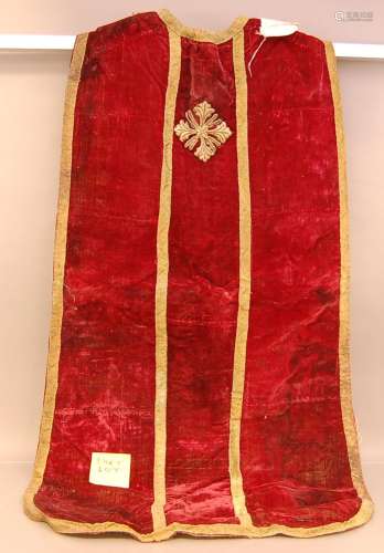 Two Early 20th century Catholic Chasubles, hand sewn and bot...