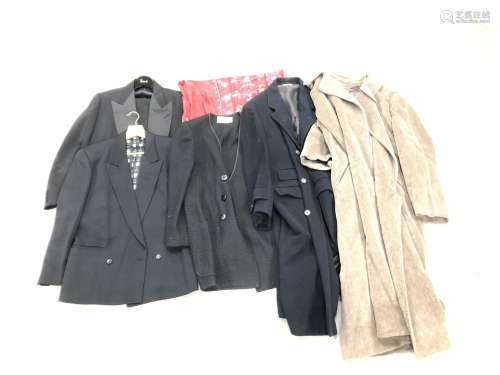 A collection of mens and womans clothes, including a dinner ...