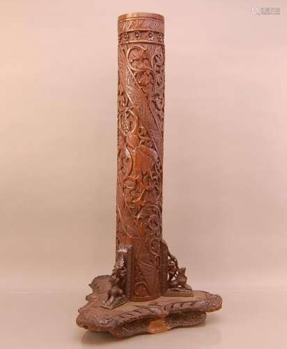 A large Middle Eastern carved hardwood Jardiniere, 84cm high...