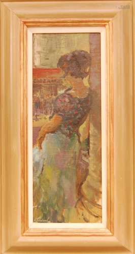 Anna Redwood, ROI (B. 1967, British), oil on board, portrait...