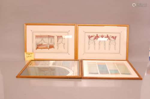 A collection of architectural drawings and prints, framed an...