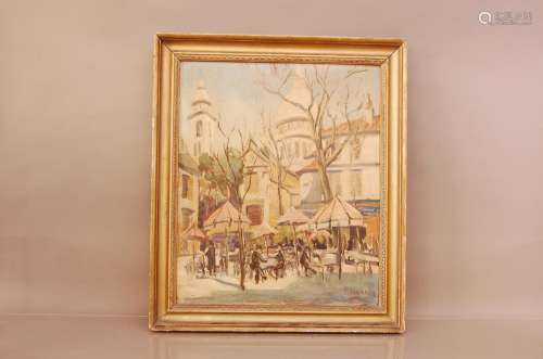 F C Thorn, oil on board, Place du Tente, signed lower right,...