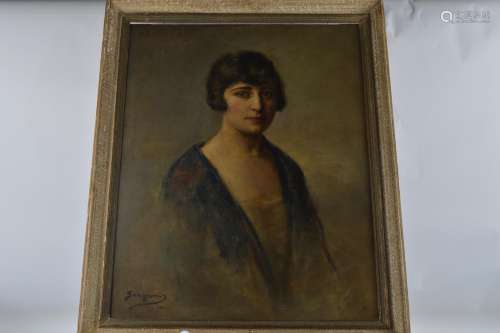 Luis Alberto Sangroniz (1896-?), oil on canvas, portrait stu...