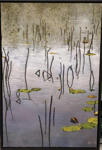 HanZen Chiang (China, b. 1981) 120cm x 80cm, Lili pads, oil ...