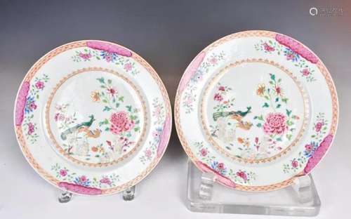 A Pair of Famille Rose Plates 18thC