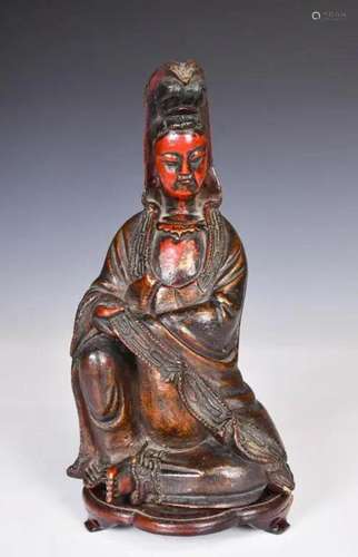 A Carved Guanyin W/Stand Qing