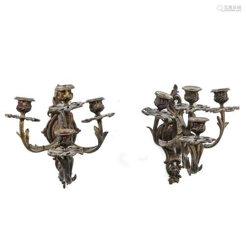 A Pair of Bronze Sconces