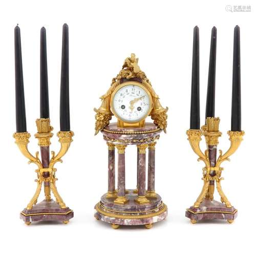 A 19th Century French 3 Piece Clock Set