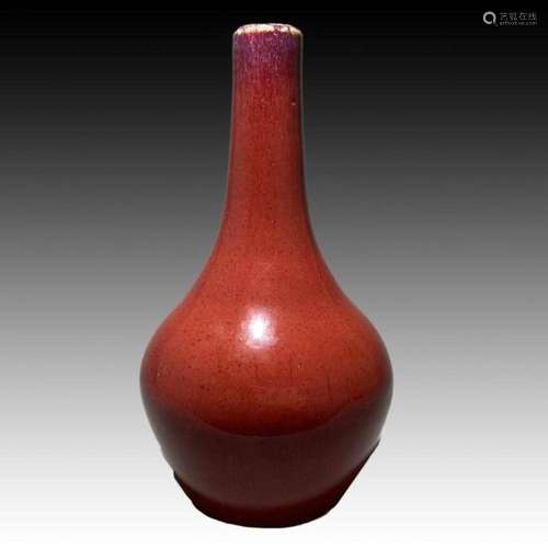 A CHINESE FLAMBE GLAZED BOTTLE VASE, 18TH CENTURY, QING DYNA...