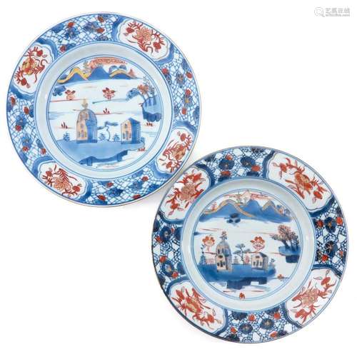 A PAIR OF IMARI PLATES