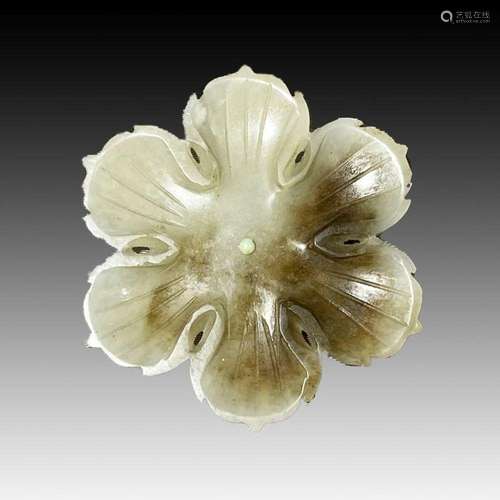 CHINESE JADE LOTUS BRUSH REST FOR MUGHAL MARKET, QIANLONG PE...