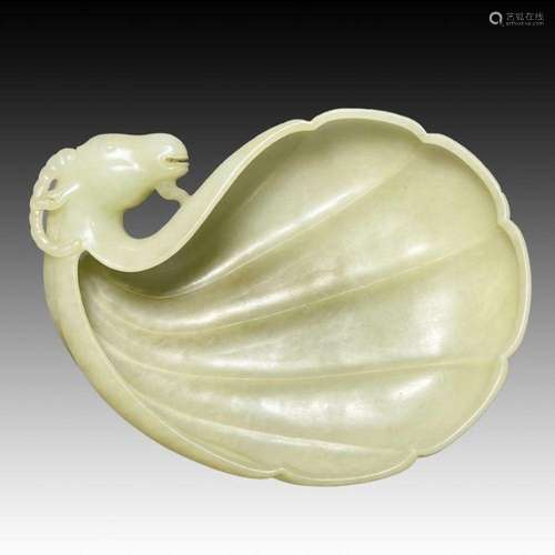 AN EXCEPTIONAL IMPERIAL WHITE JADE RAM'S CUP QING DYNAST...