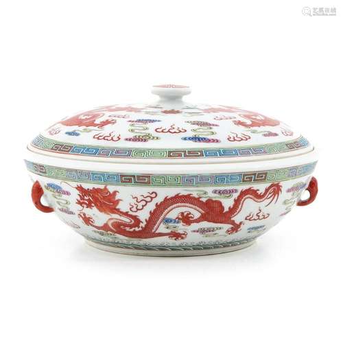 A POLYCHROME DECOR CASSEROLE DISH