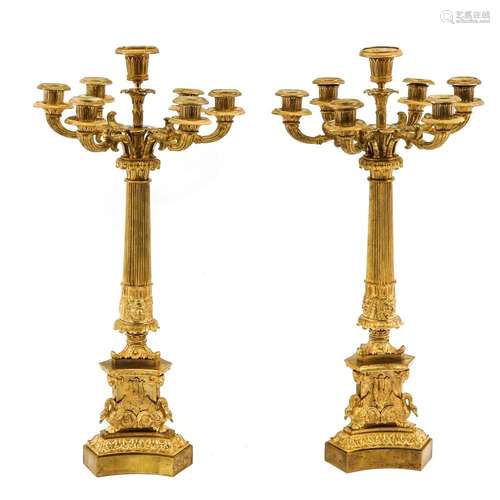 A Pair of 19th Century Gilded Candlesticks