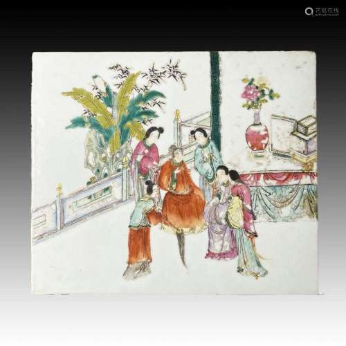 CHINESE FAMILLE ROSE PLAQUE, LATE QING TO REPUBLIC PERIOD