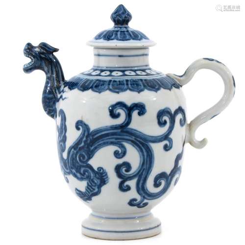 A BLUE AND WHITE TEAPOT