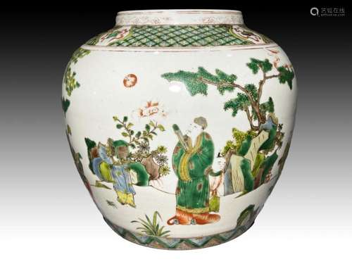 A CHINESE FAMILLE VERTE JAR, QING DYNASTY (1644-1911)