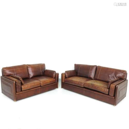 A Pair of Leather Baxter Sofas