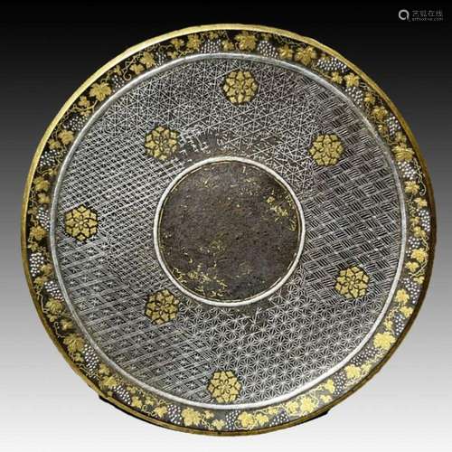 A JAPANESE MIX METAL DISH, 19TH CENTURY, MEIJI PERIOD