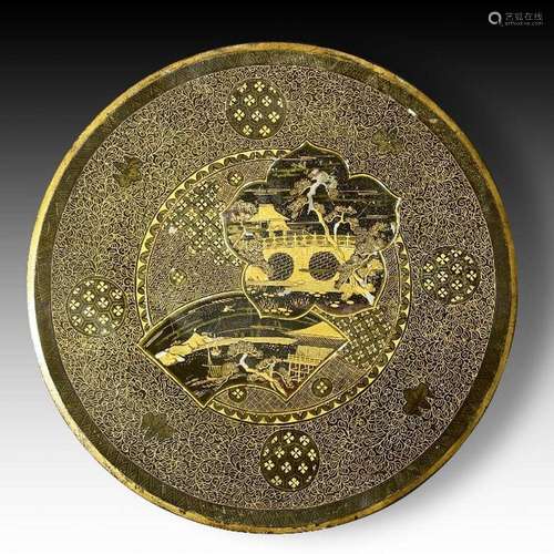 A JAPANESE MIX METAL PLATE, 19TH CENTURY, MEIJI PERIOD