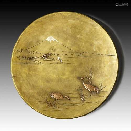 A JAPANESE MIX METAL PLATE, 19TH CENTURY, MEIJI PERIOD