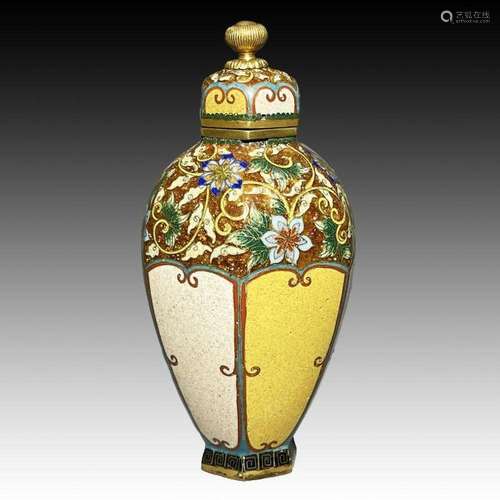 JAPANESE CLOISONNE JAR & COVER, POSSIBLY YASUYUKI NAMIKA...