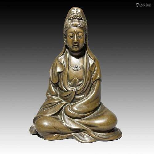 A JAPANESE BRONZE FIGURE OF A PRAYING GUANYIN, 19TH CENTURY,...