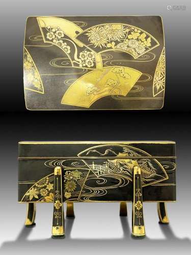 A RARE JAPANESE MIX METAL FAN BOX, 19TH CENTURY, MEIJI PERIO...