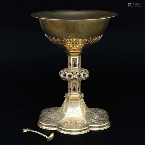 A Neo Gothic Silver Gilt Chalice