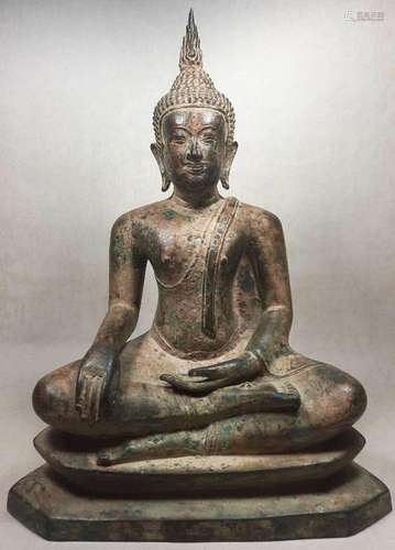 A THAI BRONZE SUKOTHAI STYLE BUDDHA, 19TH/20TH CENTURY