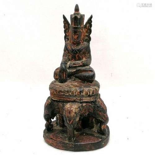 A RARE THREE ELEPHANT LACQUER BUDDHA, 19TH CENTURY, BURMESE