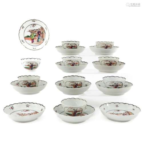 A SERIES OF MANDARIN CUPS AND SAUCERS