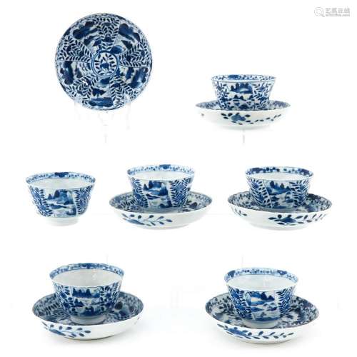A SERIES OF 6 CUPS AND SAUCERS