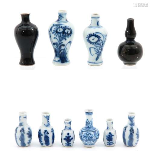 A COLLECTINO OF 10 MINIATURES VASES