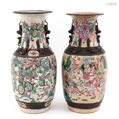 A LOT OF 2 NANKING VASES