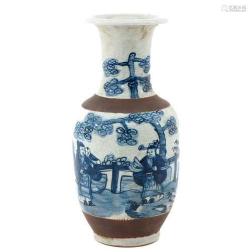 A BLUE AND WHITE NANKING VASE