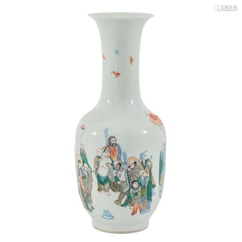 A POLYCHROME DECOR VASE