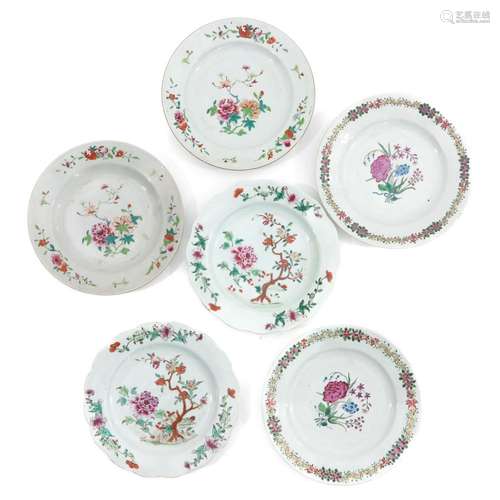 A SERIES OF 6 FAMILLE ROSE PLATES