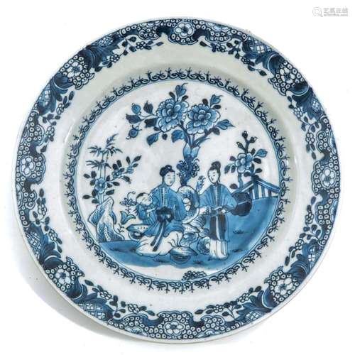 A BLUE AND WHITE PLATE