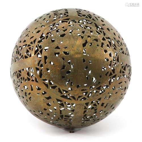 A CHINESE BRASS CENSER BALL