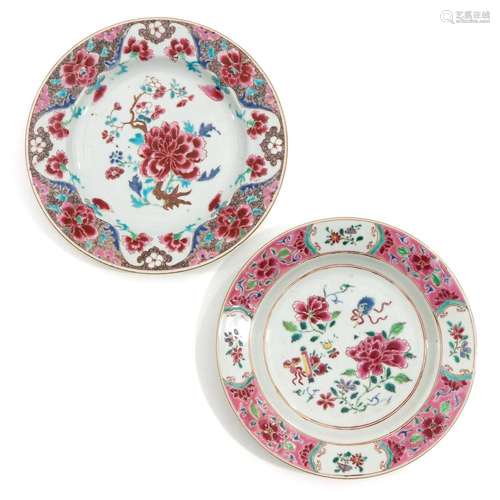 A LOT OF 2 FAMILLE ROSE PLATES