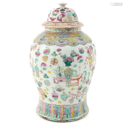 A FAMILLE ROSE JAR WITH COVER